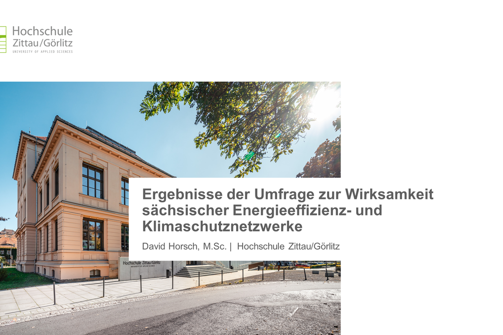 Startseite zur Präsentation  Wirksamkeit sächsischer Energieeffizienz- und Klimaschutznetzwerke